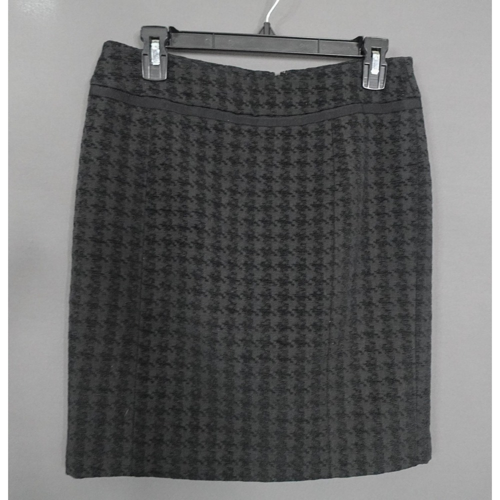 Women Mini Skirt 6 Black Tweed Houndstooth Career 90s Retro Career Capsule
